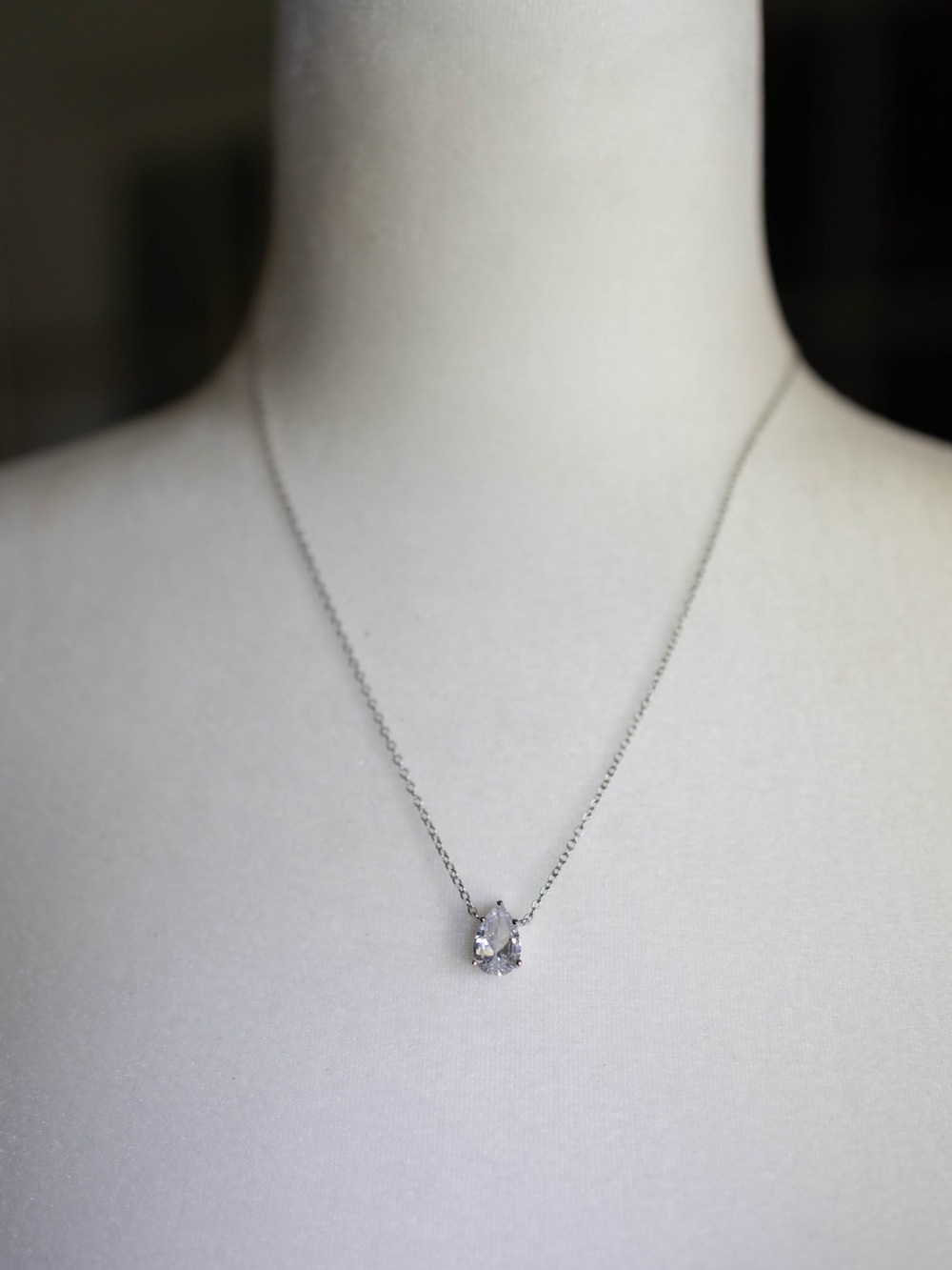 Sterling Silver Clear Crystal‎ Pendant Necklace - Elegant Women’s Jewelry - Picture 2 of 6